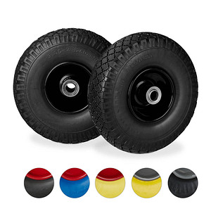 Image relaxdays Sackkarrenräder luftbereift schwarz Stahl Felgen, Achse 2,0 cm