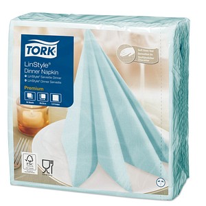 Image 50 TORK Servietten LinStyle® Premium aqua blue 1-lagig 19,5 x19,5  cm