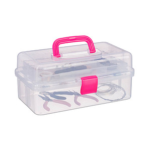 Image relaxdays Aufbewahrungsbox transparent, pink 33,0 x 39,0 x 17,0 cm