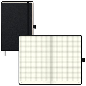 Image BRUNNEN Notizbuch KOMPAGNON ca. DIN A5 kariert, schwarz Hardcover 192, davon 16 zum Heraustrennen Seiten