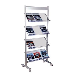 Image kerkmann Prospektregal Ecoline, für 12 x DIN A4, alusilber