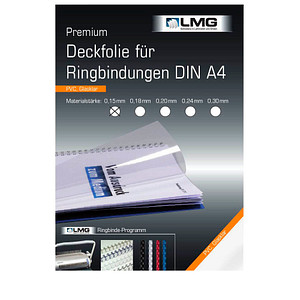 Image LMG Deckfolien für Bindemappen PREMIUM transparent, DIN A4 0,15 mm, 100 St.