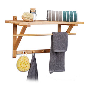 Image relaxdays Wandgarderobe braun Holz 4 Haken 60,0 x 30,0 cm