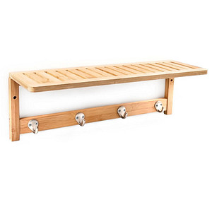 Image relaxdays Wandgarderobe braun Holz 4 Haken 50,0 x 18,0 cm