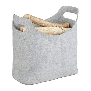 Image relaxdays Kaminholztasche 20,0 l hellgrau 40,0 x 23,0 x 39,5 cm