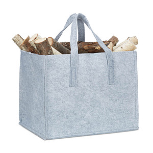 Image relaxdays Kaminholztasche 50,0 l hellgrau 43,0 x 36,5 x 34,5 cm