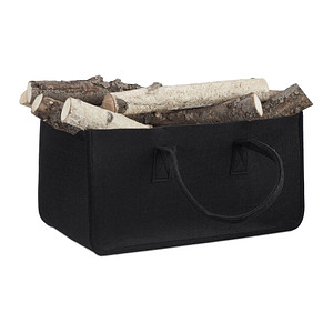 Image relaxdays Kaminholztasche 27,0 l schwarz 25,0 x 50,0 x 25,0 cm