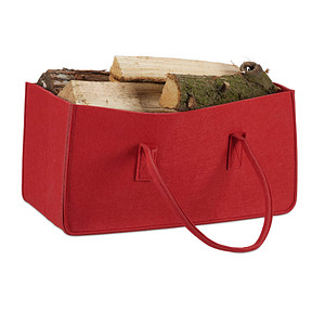 Image relaxdays Kaminholztasche 27,0 l rot 25,0 x 50,0 x 25,0 cm