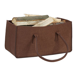 Image relaxdays Kaminholztasche 27,0 l braun 25,0 x 50,0 x 25,0 cm