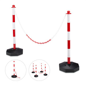 Image 2 relaxdays Absperrpfosten weiß/rot