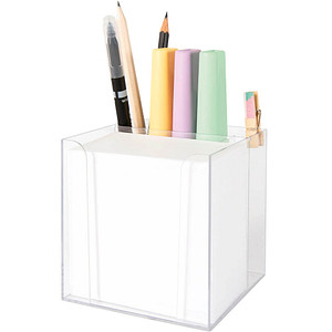 Image folia Zettelbox mit Stiftehalter transparent inkl. 700 Notizzettel weiß