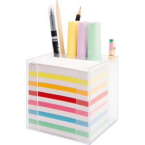 Image folia Zettelbox mit Stiftehalter transparent inkl. 700 Notizzettel farbig sortiert