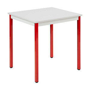 Image SODEMATUB Mehrzwecktisch lichtgrau, rot rechteckig, Vierkantrohr rot, 70,0 x 60,0 x 74,0 cm