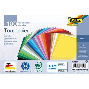 Image folia Tonpapier, DIN A5, 130 g/qm, 25 Farben sortiert