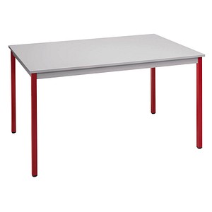 Image SODEMATUB Mehrzwecktisch lichtgrau, rot rechteckig, Vierkantrohr rot, 120,0 x 80,0 x 74,0 cm