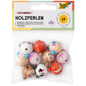 Image folia Holzperlen CUTE ANIMALS, rund