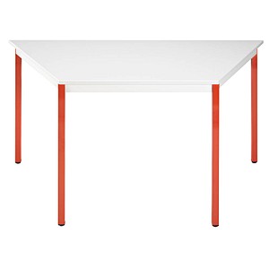 Image SODEMATUB Mehrzwecktisch lichtgrau, rot Trapezform, Vierkantrohr rot, 60,0/120,0 x 60,0 x 74,0 cm