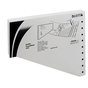 Image LEITZ Staffel-Trennblätter, DIN A4 Überbreite, grau Kraftkarton 200 g-qm, druch