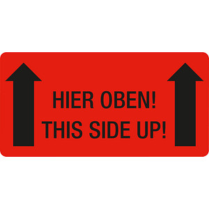 Image 250 EICHNER Warnetiketten rot »Hier oben!« 100,0 x 50,0 mm
