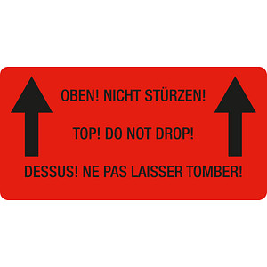 Image 250 EICHNER Warnetiketten rot »Oben! Nicht stürzen!« 100,0 x 50,0 mm