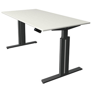 Image Kerkmann Move 3 elegant elektrisch höhenverstellbarer Schreibtisch weiß rechteckig, T-Fuß-Gestell grau 160,0 x 80,0 cm