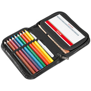 Image BRUNNEN Federmäppchen befüllt schwarz 15 teilig, 19,5 x 3,5 cm