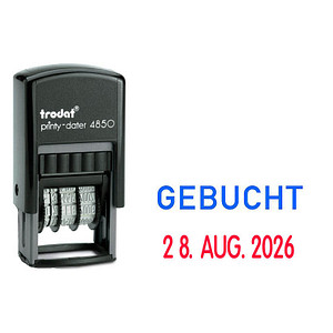 Image trodat Datumstempel mit Text Gebucht printy-dater 4850/L selbstfärbend blau rot