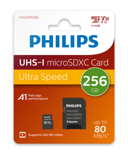 Image PHILIPS MicroSDXC Card     256GB Class 10 UHS-I U1 incl. Adapter