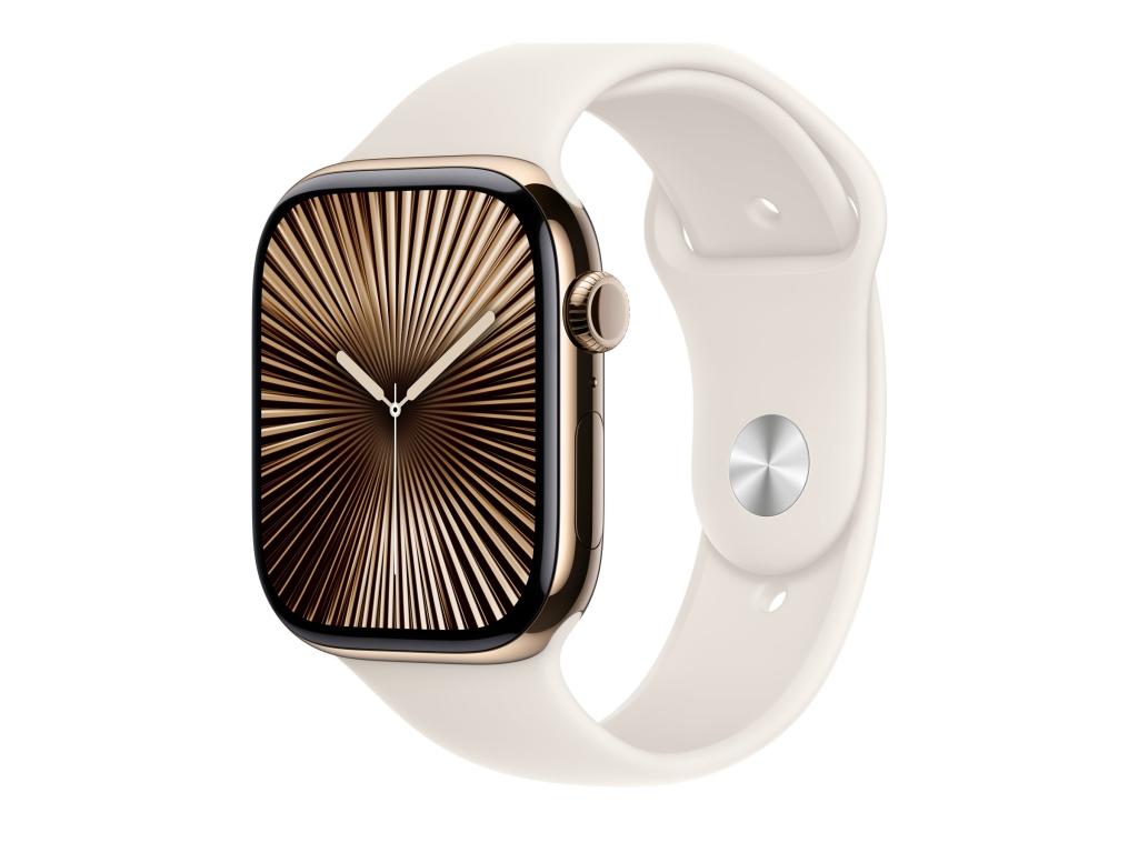 Image Apple Watch Series 10 46 mm Titan (GPS+Cellular) Sportarmband S/M  polarstern, gold