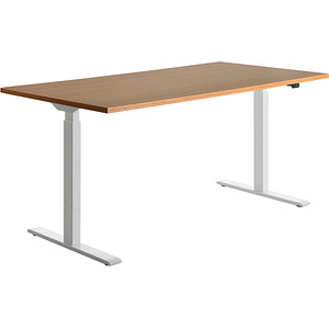 Image Topstar E-Table höhenverstellbarer Schreibtisch buche rechteckig T-Fuß-Gestell weiß 160,0 x 80,0 cm