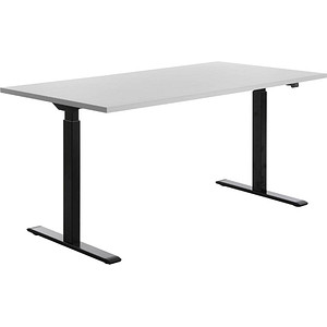 Image Topstar E-Table höhenverstellbarer Schreibtisch lichtgrau rechteckig T-Fuß-Gestell schwarz 160,0 x 80,0 cm