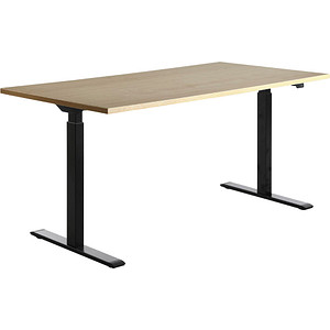 Image Topstar E-Table höhenverstellbarer Schreibtisch ahorn rechteckig T-Fuß-Gestell schwarz 160,0 x 80,0 cm