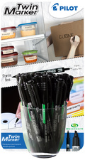 Image PILOT Permanent-Marker "Twin Marker", schwarz, 30er Display