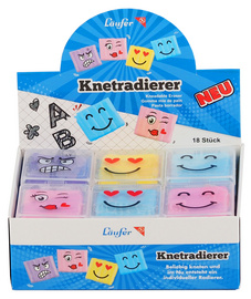Image Läufer Knetgummi-Radierer Smiley, im 18er Display