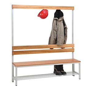 Image SZ Metall Garderobenbank mit Haken und Schuhrost 57153-1 buche Holz 150,0 cm