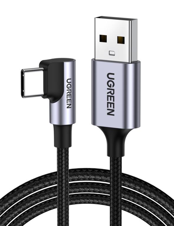 Image UGREEN Gewinkeltes USB-C zu USB-A Data Kabel 1m, schwarz