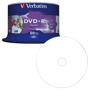 Image 50 Verbatim DVD+R 4,7 GB bedruckbar