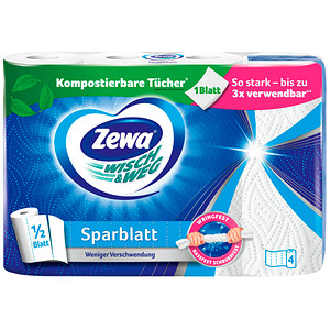 Image Zewa Küchenrollen WISCH&WEG Sparblatt 2-lagig, 4 Rollen