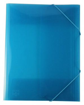 Image EXXO by HFP Eckspanner / Gummizugmappe / Sammelmappe, A4, aus PP, mit 30mm Füllhöhe, mit Gummizug und 3 Einschlagklappen im Rückendeckel, Farbe: transparent türkis– 1 Stück