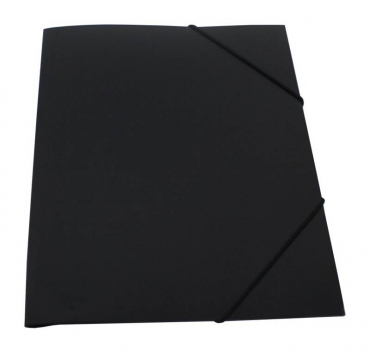 Image EXXO by HFP Eckspanner / Gummizugmappe / Sammelmappe, A4, aus PP, mit 30mm Füllhöhe, mit Gummizug und 3 Einschlagklappen im Rückendeckel, Farbe: schwarz – 1 Stück