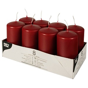 Image PAPSTAR Stumpenkerze, Durchmesser: 50 mm, bordeaux, 8er