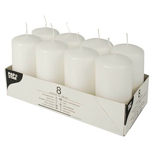 Image PAPSTAR Stumpenkerze, Durchmesser: 50 mm, weiß, 8er