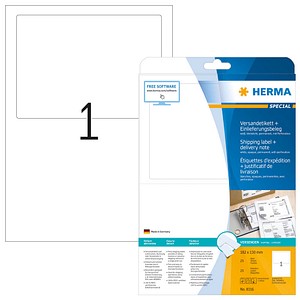 Image HERMA Versandeti.+Einlieferungsbel.A4 weiß 182x130 mm 25 St.