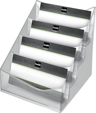 Image HELIT 4-fach Visitenkartenständer "the helpdesk" glasklar Material: Polysterol,