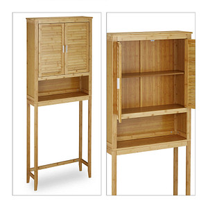 Image relaxdays Waschmaschinenschrank braun 3 Fachböden 70,0 x 22,5 x 176,0 cm