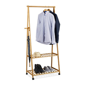 Image relaxdays Rollgarderobe braun Holz 84,0 x 166,0 cm