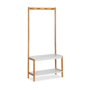 Image relaxdays Kleiderständer braun Holz 4 Haken 70,5 x 150,0 cm
