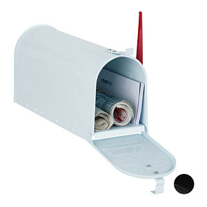 Image relaxdays Zeitungsrolle US Mail 10028065_49 weiß mit Zeitungsfach