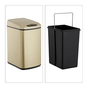 Image relaxdays Sensor Mülleimer 12,0 l gold