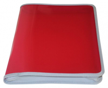 Image EXXO by HFP Zipper-Mappe / Portfoliomappe / Reissverschlusstasche, A4 XL, aus PP, mit 30mm Füllhöhe, mit Reissverschluss, Einschubtasche innen und Beschriftungstasche , Farbe: transparent rot – 1 Stück